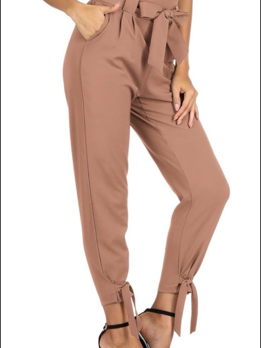 LN Grace Karin Mauve Tie-Waist Paperbag Pencil Pants